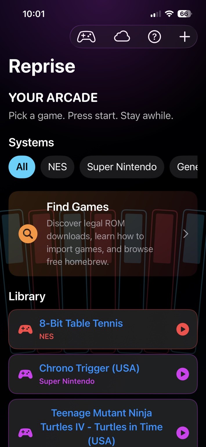 Reprise game library and console filters.